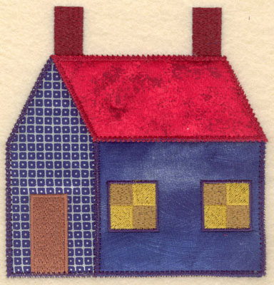 Embroidery Design: House with three appliques large 5.88w X 6.00h