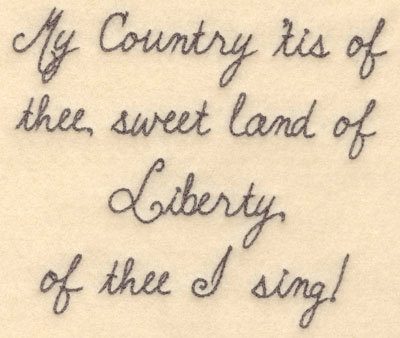 Embroidery Design: My country 'tis of thee large6.00w X 5.05h