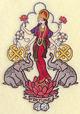Embroidery Design: Lakshmi goddess of fortune 6.93w X 4.84h