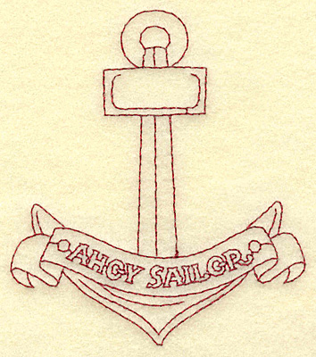 Embroidery Design: Anchor Ahoy Sailor redwork 3.39w X 3.87h