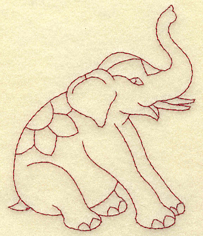 Embroidery Design: Elephant redwork 3.33w X 3.85h