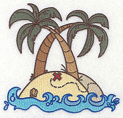 Embroidery Design: Island with palm trees large 4.98w X 4.73h