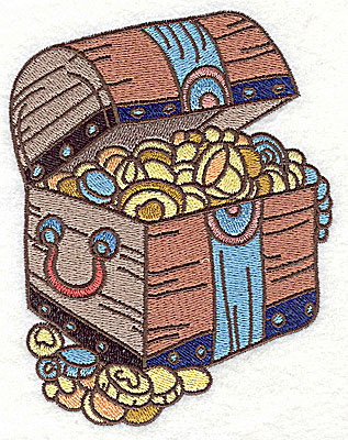 Embroidery Design: Pirate's treasure chest large 3.90w X 4.97h