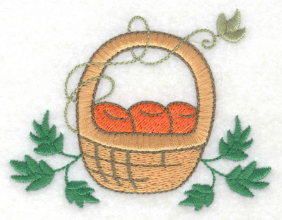 Embroidery Design: Fruit basket with leaves 3.66w X 2.83h