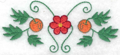 Embroidery Design: Flower with apples 3.88w X 1.75h