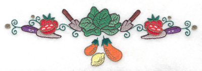 Embroidery Design: Lettuce trowels knives and veggies 6.94w X 2.16h