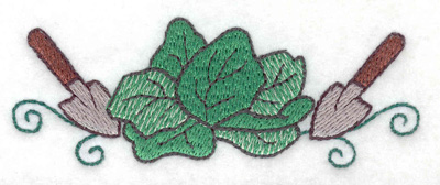 Embroidery Design: Lettuce with trowels 3.86w X 1.43h