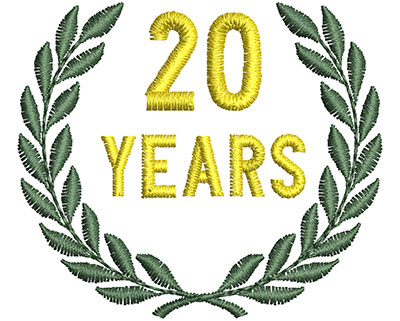Embroidery Design: 20 Years 1.76w X 1.52h