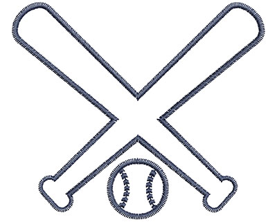 Embroidery Design: Crossed Baseball Bats 3.37w X 2.91h