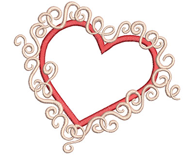 Embroidery Design: Heart with Swirls 6.30w X 5.79h