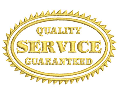 Embroidery Design: Quality Service Guaranteed 3.98w X 2.62h