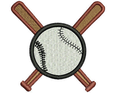 Embroidery Design: Baseball and Bats 2.69w X 2.60h