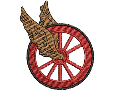 Embroidery Design: Wheel with Wings 2.01w X 2.43h