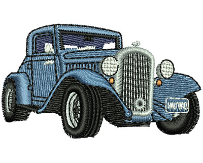 Embroidery Design: Blue Vintage Car 2.02w X 1.16h