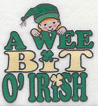 Embroidery Design: A wee bit of Irish with leprechaun large 4.62w X 4.92h