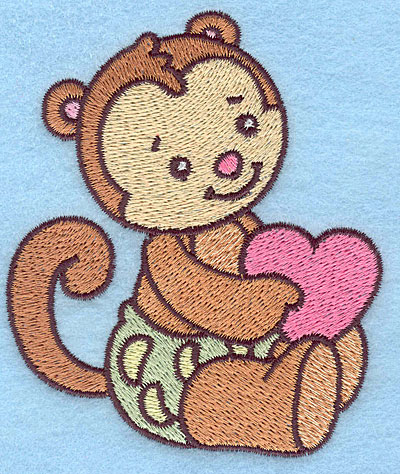 Embroidery Design: Baby Monkey  3.25w X 3.83h