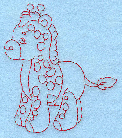 Embroidery Design: Baby Giraffe redwork 3.38w X 3.89h