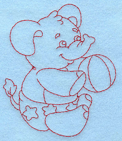 Embroidery Design: Baby Elephant redwork 3.27w X 3.87h
