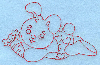 Embroidery Design: Baby Bunny redwork 3.89w X 2.47h