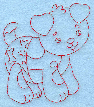 Embroidery Design: Baby Puppy redwork 3.36w X 3.87h