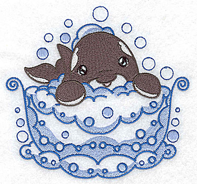 Embroidery Design: Bubble bath dolphin large 4.97w X 4.66h