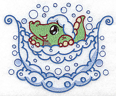Embroidery Design: Bubble bath alligator large 4.97w X 4.07h