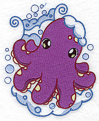 Embroidery Design: Bubble bath octopus large 4.04w X 4.96h