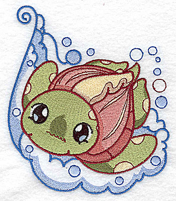 Embroidery Design: Bubble bath turtle large 4.31w X 4.96h