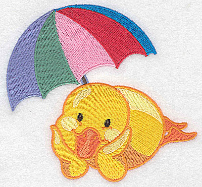 Embroidery Design: Duck with umbrella large 4.99w X 4.69h