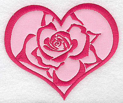 Embroidery Design: Heart with rose large applique 4.99w X 4.25h