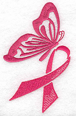 Embroidery Design: Butterfly with breast cancer ribbon large 3.98w X 4.93h