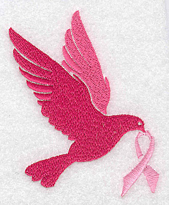 Embroidery Design: Dove with breast cancer ribbon large 3.01w X 3.88h