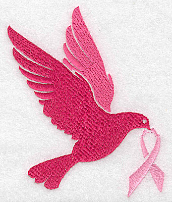 Embroidery Design: Dove with breast cancer ribbon extra large 3.80w X 4.96h