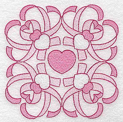 Embroidery Design: Ribbons and hearts large 4.96w X 4.97h