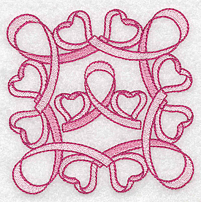 Embroidery Design: Ribbons bows and hearts small 3.83w X 3.83h
