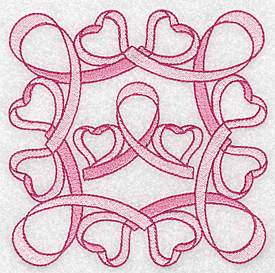 Embroidery Design: Ribbons bows and hearts large 4.97w X 4.97h