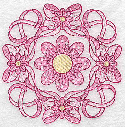 Embroidery Design: Ribbons bows and flowers large 4.97w X 4.97h