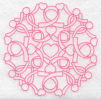 Embroidery Design: Ribbons and mini hearts redwork large 4.96w X 4.95h