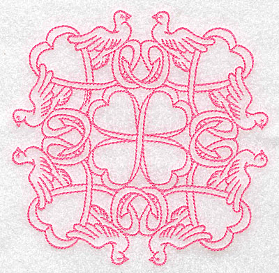 Embroidery Design: Ribbons and doves rework large 4.95w X 4.95h