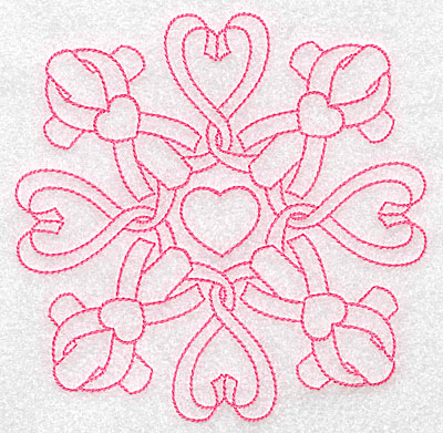 Embroidery Design: Ribbons hearts and crosses redwork large 4.98w X 4.98h