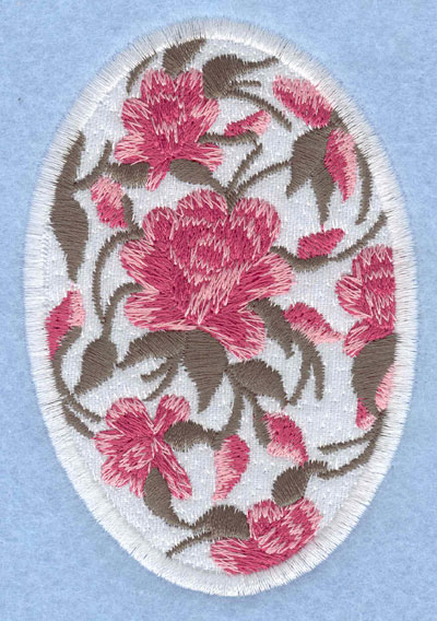 Embroidery Design: Easter egg applique large rose 2.66w X 3.90h