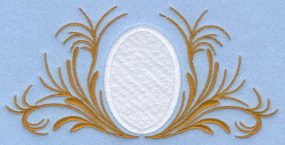 Embroidery Design: Easter egg applique with leafy swirls6.07w X 2.95h