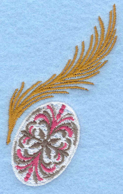 Embroidery Design: Patterned egg with feather1.87w X 3.10h