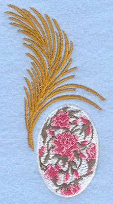 Embroidery Design: Small rose egg with small feather2.27w X 4.08h