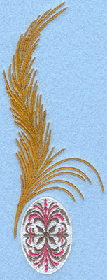 Embroidery Design: Large feather with small pattern egg2.59w X 6.98h