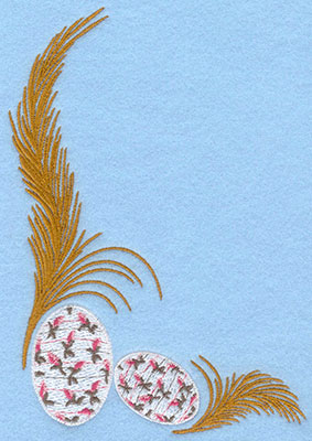Embroidery Design: Two feathers with rose bud eggs4.93w X 7.00h