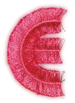Embroidery Design: Fringe Block Letter E1.68" x 2.80"