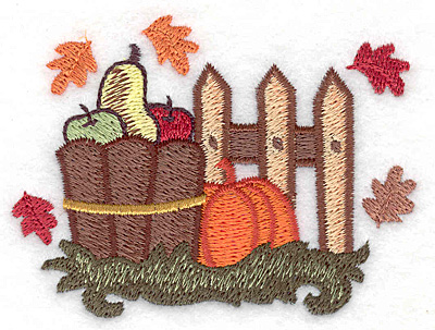 Embroidery Design: Basket with fall harvest 3.31w X 2.49h