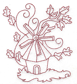 Embroidery Design: Windmill redwork 3.34w X 3.81h
