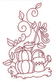 Embroidery Design: Pumpkins and watering can redwork 2.53w X 3.89h